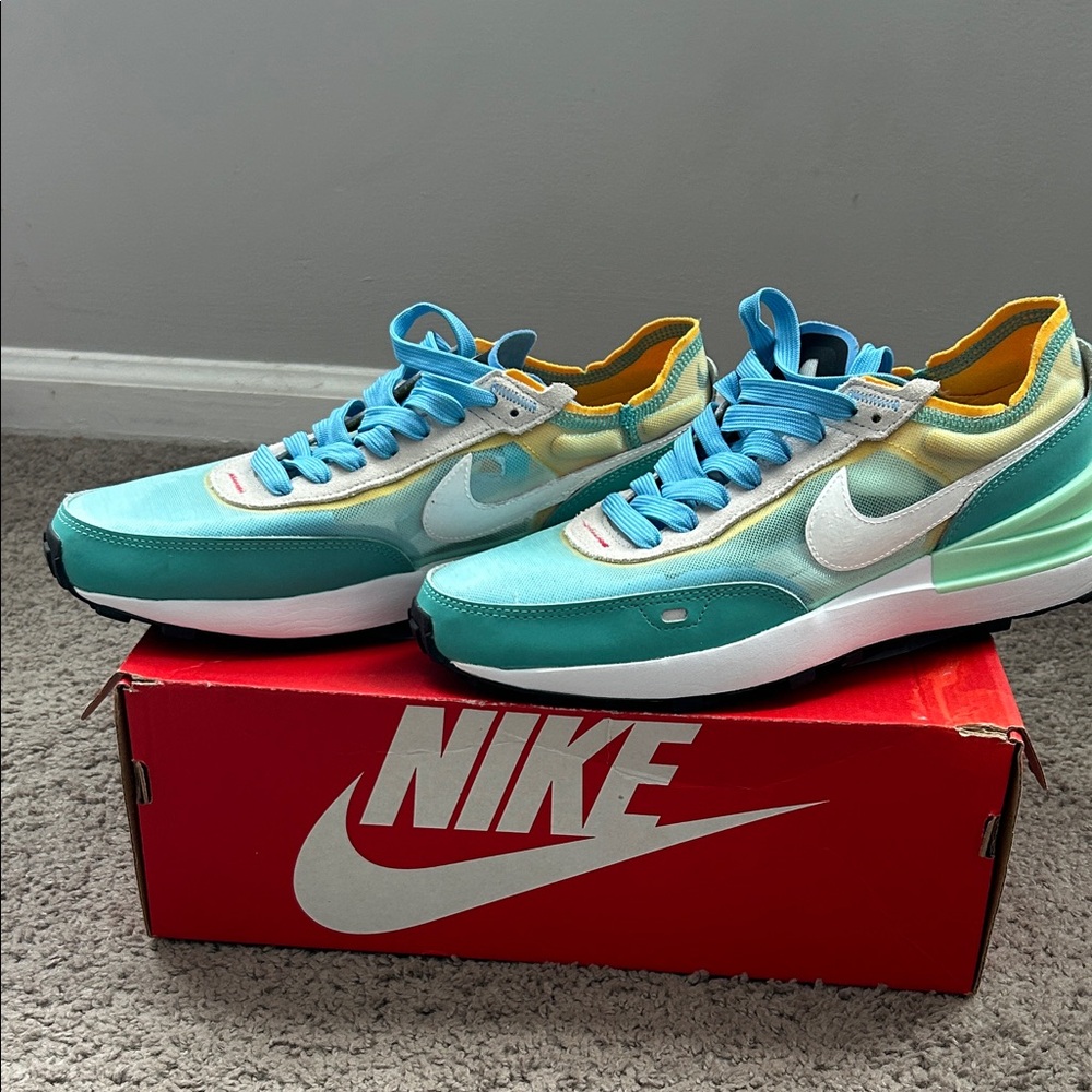 CUSTOM STRIPE Nike Athletic Shoes - Blue and Yellow